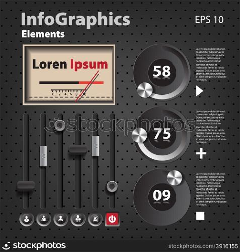 Set of elements for infographics in UI style with detector
