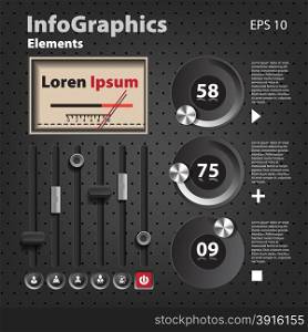 Set of elements for infographics in UI style with detector