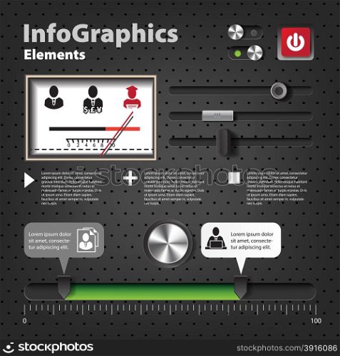Set of elements for infographics in UI style with knobs