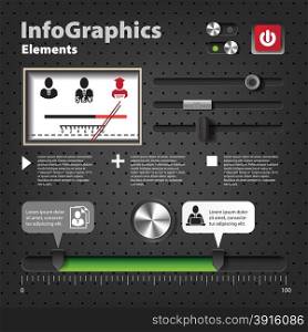 Set of elements for infographics in UI style with knobs