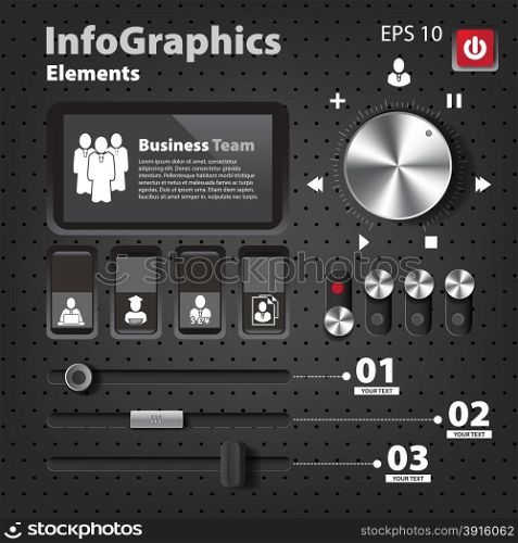Set of elements for infographics in UI style with switches