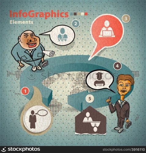 Set of elements for infographics with two businessmen