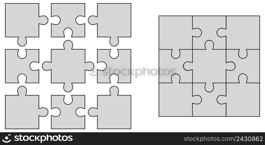 set of elements of puzzle, Jigsaw puzzle blank vector to create infographic, business presentation, template puzzle