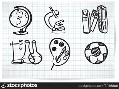 set of elements on education in the style sketch