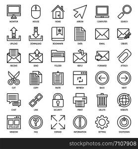 set of email connection icon, isolated on white background
