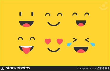 Set of Emoticons. Set of Emoji on yellow background. Vector EPS 10. Set of Emoticons. Set of Emoji on yellow background Vector EPS 10
