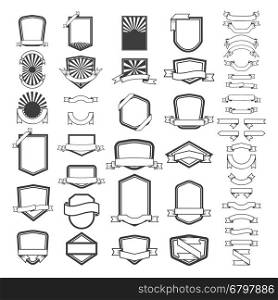 Set of empty emblems and labels templates. Design elements for logo, label, emblem, sign, brand mark. Vector illustration.