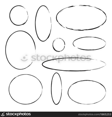 Set of empty ink frames. Circle and oval. Geometric figures. Decor concept. Art design. Vector illustration. Stock image. EPS 10.. Set of empty ink frames. Circle and oval. Geometric figures. Decor concept. Art design. Vector illustration. Stock image.