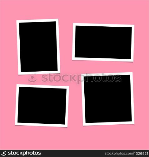 Set of empty photo frames on pink background. Vector. EPS 10