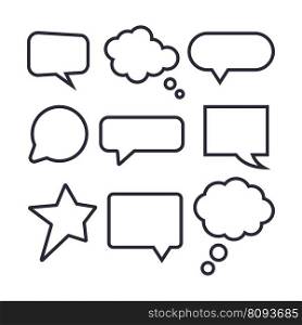 Set of empty speech bubbles line icons on white background.