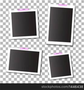 Set of empty template photo frames with adhesive, sticky tape on isolated background. vector illustration eps10. Set of empty template photo frames with adhesive, sticky tape on isolated background. vector