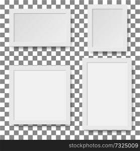 Set of empty white picture frames.Vector paper frame isolated on white
