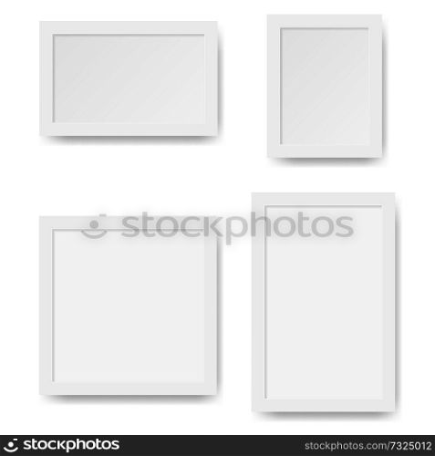 Set of empty white picture frames.Vector paper frame isolated on white