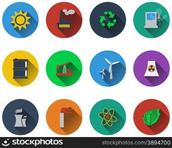 Set of energy icons in flat design. EPS 10 vector illustration with transparency.