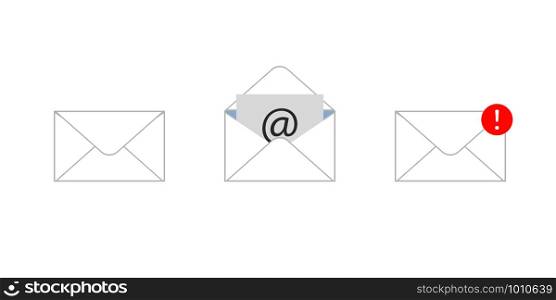 set of envelopes e-mail in flat style, vector illustration. set of envelopes e-mail in flat style, vector