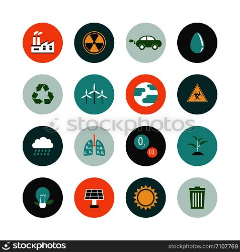 set of environment icon renewable concept, flat style