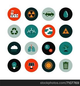 set of environment icon renewable concept, flat style