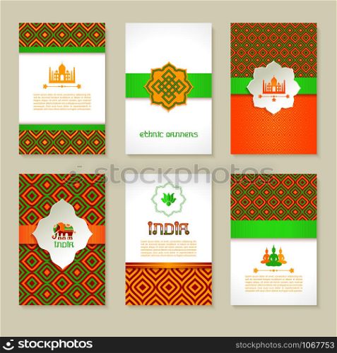 Set of ethnic Indian banners in national colors. layout design.. Set of ethnic Indian banners in national colors.