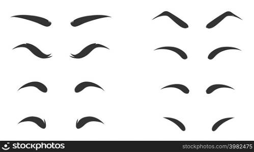 Set of Eyebrows shape. Eyebrow shapes. Various types of eyebrows. Makeup tips. Eyebrow shaping for women. Classic type and different thickness of brows.. Set of Eyebrows shape. Eyebrow shapes. Various types of eyebrows. Makeup tips. Eyebrow shaping for women.