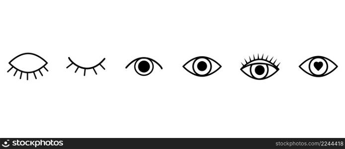 Set of eyes. Eye icons in different states. Face symbol. Vector illustration. stock image. EPS 10.. Set of eyes. Eye icons in different states. Face symbol. Vector illustration. stock image.