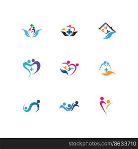 set of family care love logo and symbols illustration design