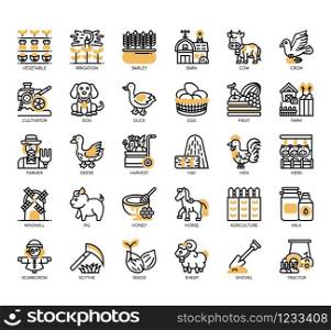 Set of farming thin line and pixel perfect icons for any web and app project.