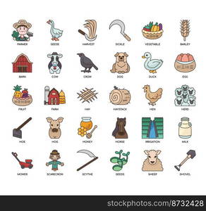 Set of Farming thin line icons for any web and app project.