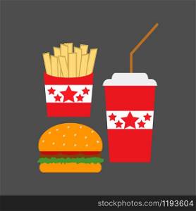Set of fast food icons vector. Set of fast food icons