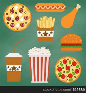 Set of fast food icons vector. Set of fast food icons