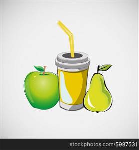 Set of fast food items. Vector drawing.. Set of fast food items. Vector drawing