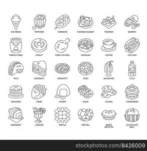 Set of Fastfood thin line icons for any web and app project.