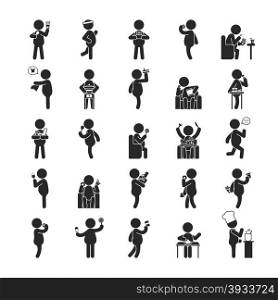 Set of fat man activities , Human pictogram Icons , eps10 vector format