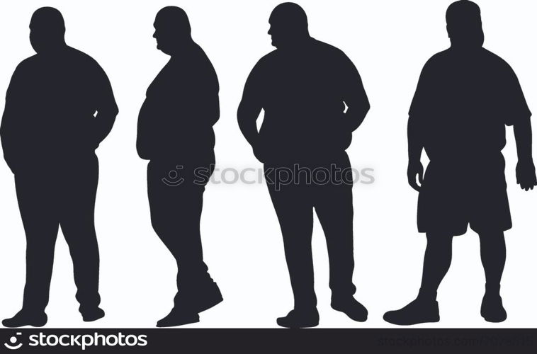 Set of fat men isolated on white