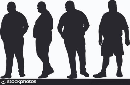 Set of fat men isolated on white