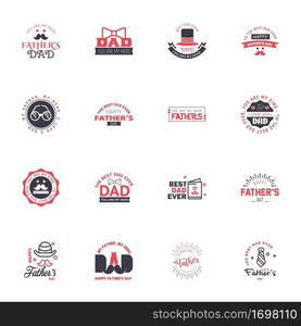 Set of fathers day 16 Black and Pink design elements Editable Vector Design Elements