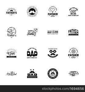 Set of fathers day 16 Black design elements  Editable Vector Design Elements