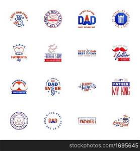 Set of fathers day 16 Blue and red design elements Editable Vector Design Elements