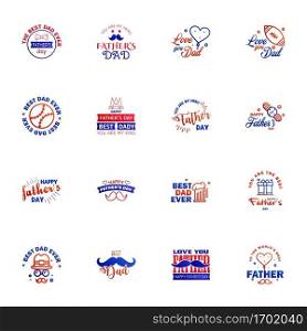Set of fathers day 16 Blue and red design elements Editable Vector Design Elements