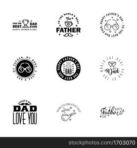 Set of fathers day 9 Black design elements  Editable Vector Design Elements