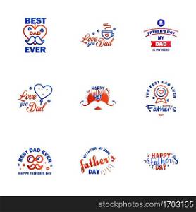 Set of fathers day 9 Blue and red design elements Editable Vector Design Elements