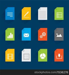 Set of File and Document Icon for website or application on mobile phone. Vector illustration