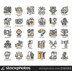 Set of Firefighting thin line icons for any web and app project.