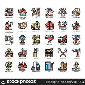 Set of Firefighting thin line icons for any web and app project.