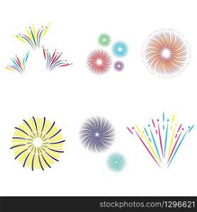 set of fireworks illustration logo vector
