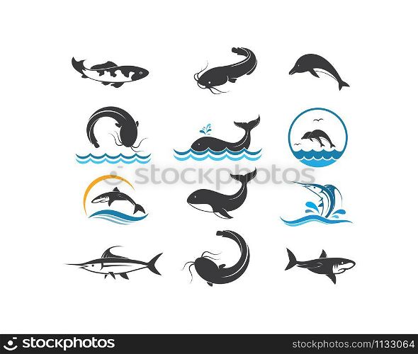 set of fish icon vector illustration design template