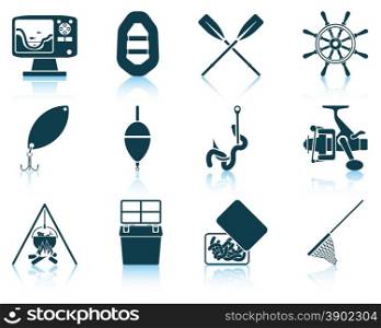 Set of fishing icons. EPS 10 vector illustration without transparency.