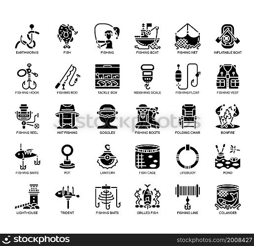 Set of Fishing thin line icons for any web and app project.