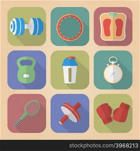 Set of Fitnes Icons. Modern flat style. Set of Fitnes Icons