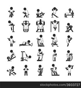 Set of fitness gym , Human pictogram Icons , eps10 vector format