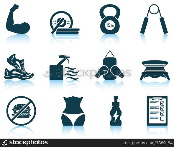Set of fitness icons. EPS 10 vector illustration without transparency.